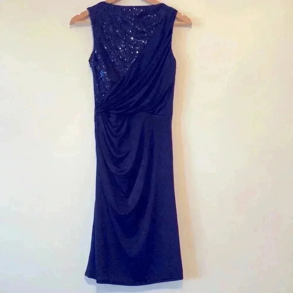 TADASHI SHOJI Sleeveless Gathered Waist Sequined Accent Sheath Dress - Picture 4 of 10